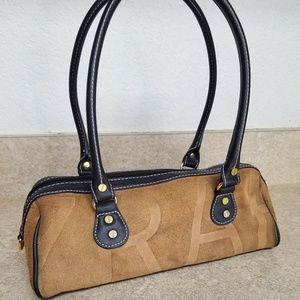 Isaac Mizrahi Suede Leather Baguette Shoulder Bag